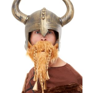 Viking Helmet, Gold, with Beard