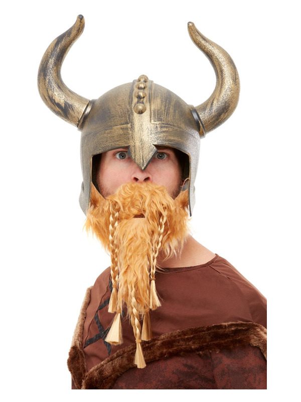 Viking Helmet, Gold, with Beard