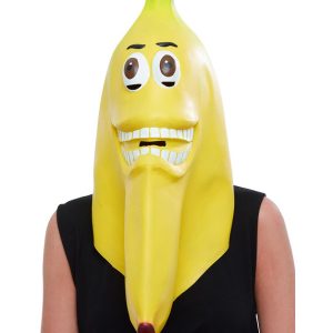 Banana Latex Mask, Yellow, Full Overhead