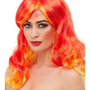 Smiffys Make-Up FX, Fire Aqua Kit, Red, with Facepaints, Glitter Pot & Applicators