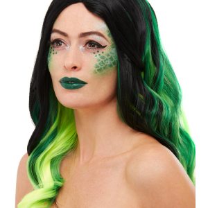 Smiffys Make-Up FX, Reptile Aqua Kit, Green, Facepaints, Stencil, Gems, Glitter & Applicators