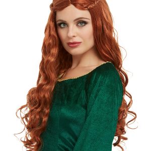 Medieval Princess Wig, Auburn, Long with Plaits