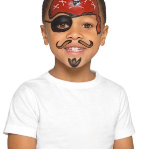 Smiffys Make-Up FX, Kids Pirate Kit, Multi-Coloured, with Trio & Double Pots, Sponge, Brush & Stickers