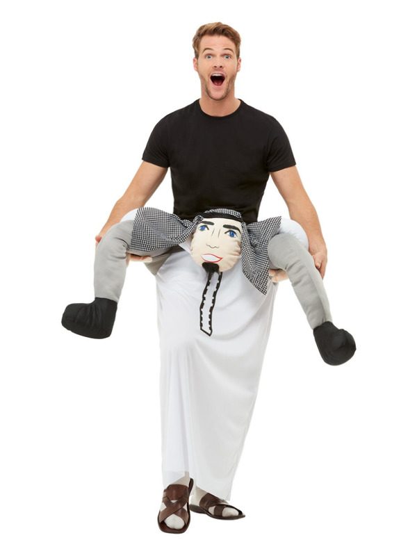 Piggyback Sheikh Costume, Black, with One Piece Suit & Mock Legs