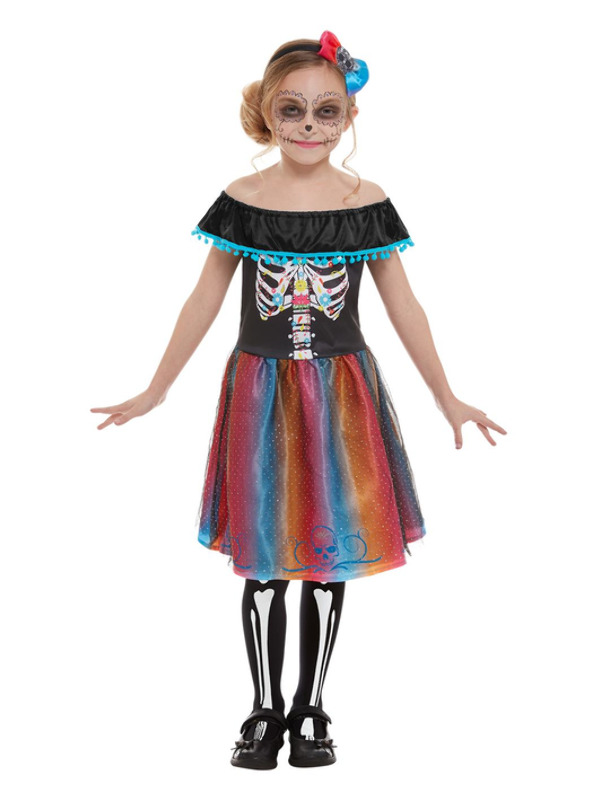 Day of The Dead Girl Costume, Multi-Coloured