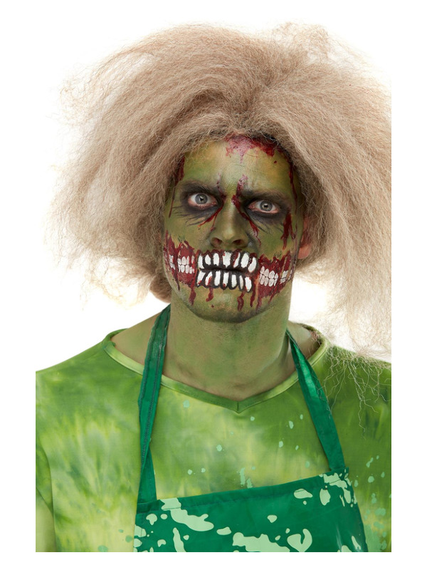 Smiffys Make-Up FX, Zombie Face Transfer, Green, with Facepaint, Blood, Pencils, Transfer & Sponge