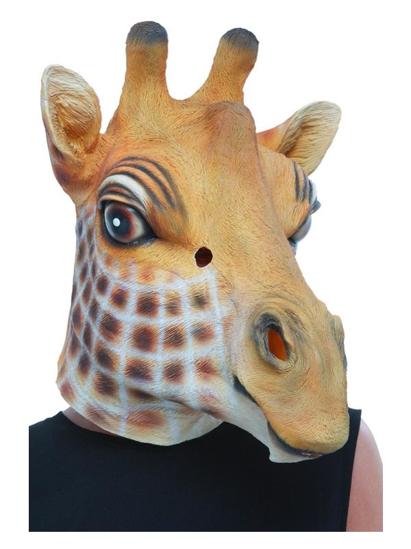 Giraffe Latex Mask, Brown, Full Overhead