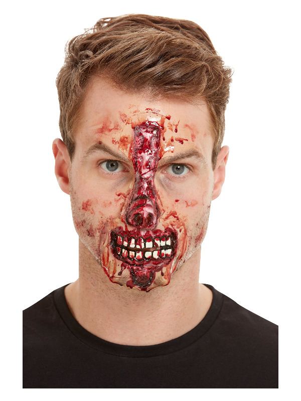 Smiffys Make-Up FX, Exposed Nose & Mouth Latex Face Wound, Red