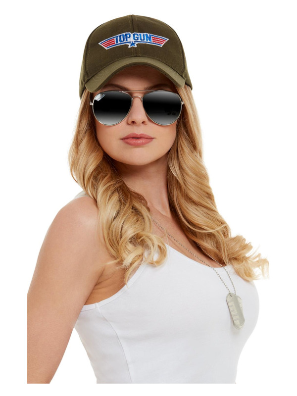 Top Gun Instant Kit, Khaki, with Hat, Aviator Glasses & Dog Tags