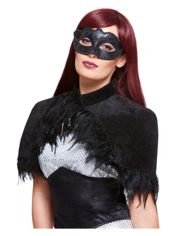 Dark Crow Kit, Black, with Feather Capelet & Mask