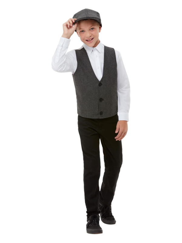 20s Gangster Boy Kit, Grey, with Flat Cap & Waistcoat