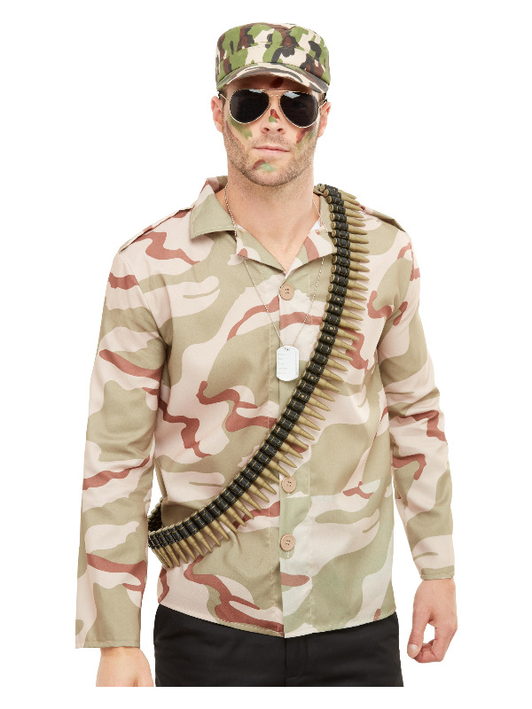 Army Instant Kit, Green, with Hat, Dog Tags, Bullets & Aviator Glasses