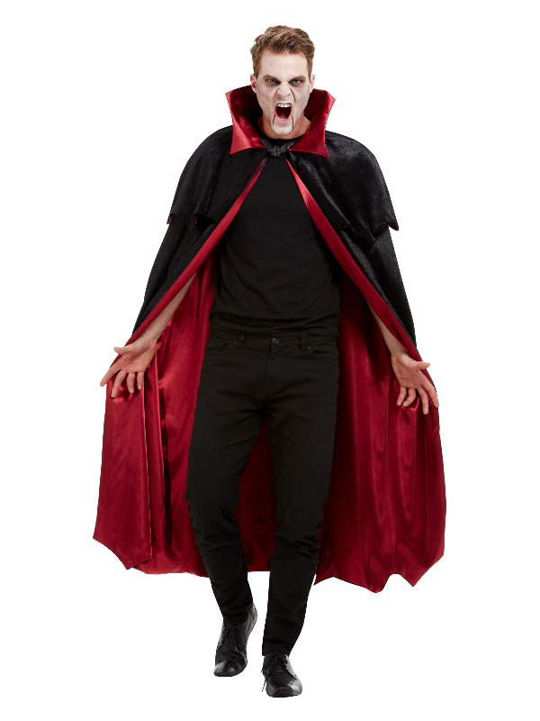 Deluxe Vampire Cape, Black, Velour with Red Lining