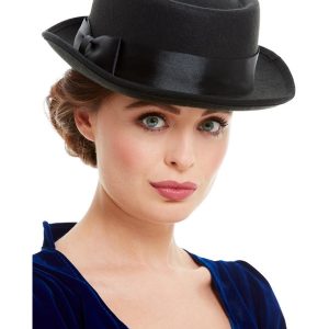 Victorian Hat, Black, with Bow