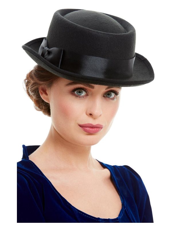 Victorian Hat, Black, with Bow