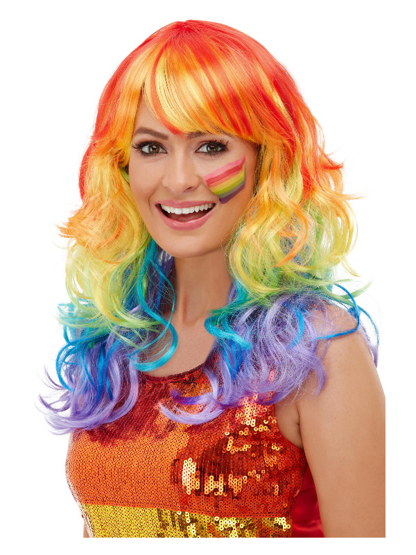 Rainbow Glam Wig, Multi-Coloured