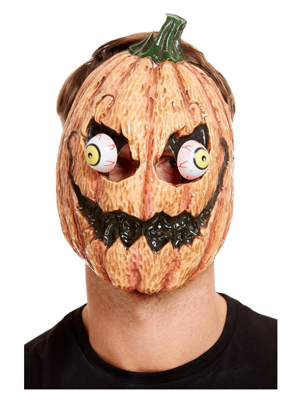 Pumpkin Mask, Orange, PVC, with Moving Eyes