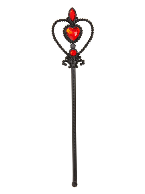 Witch Wand, Black, with Red Gems 32cm/13in