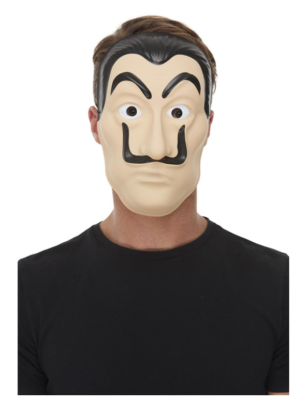 Surreal Artist/Bank Robber Mask, Beige, Full Face PVC with Elastic