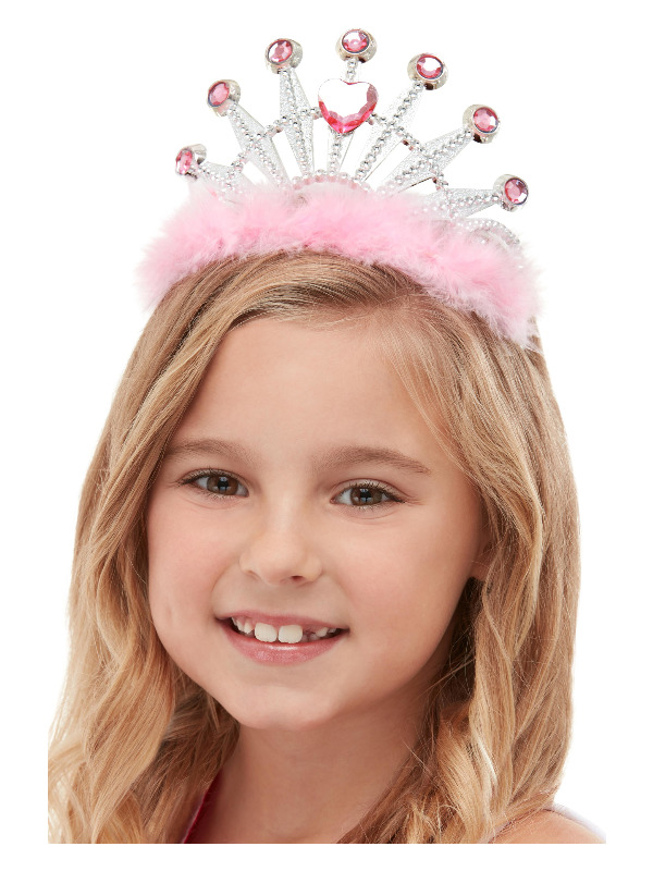 Princess Tiara, Pink, with Marabou & Diamantes