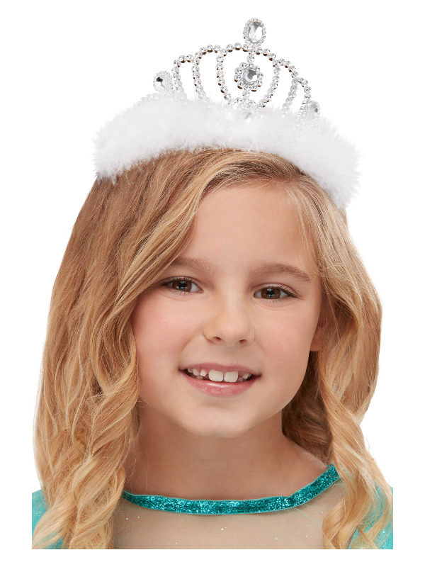 Princess Tiara, Silver, with Marabou & Diamantes