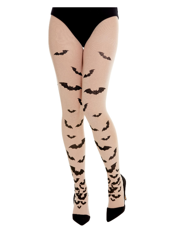 Opaque Tights with Bats, Beige