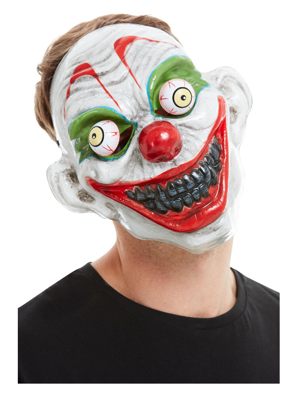 Clown Mask, White, PVC, with Moving Eyes