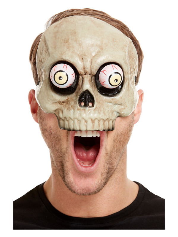 Skeleton Mask, White, PVC, with Moving Eyes