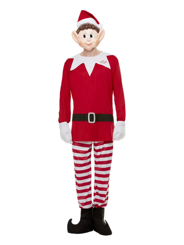 Elves Behavin' Badly Mens Elf Costume, Red & White