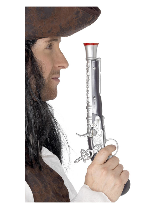 Pirate Pistol, Silver, 30cm / 12in, Realistic