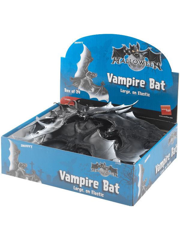 Large Vampire Bat, Black, on Elastic, PVC, 24