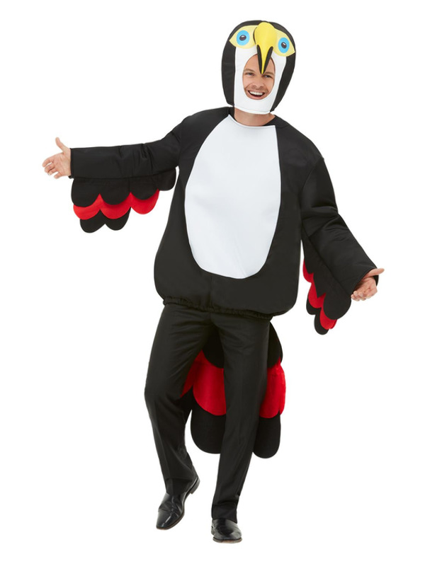 Bird Of Paradise Toucan Costume, Black, with Winged Tabard & Hood