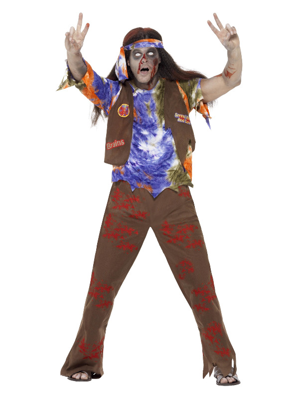 Zombie 60s Hippie Costume, Multi-Coloured