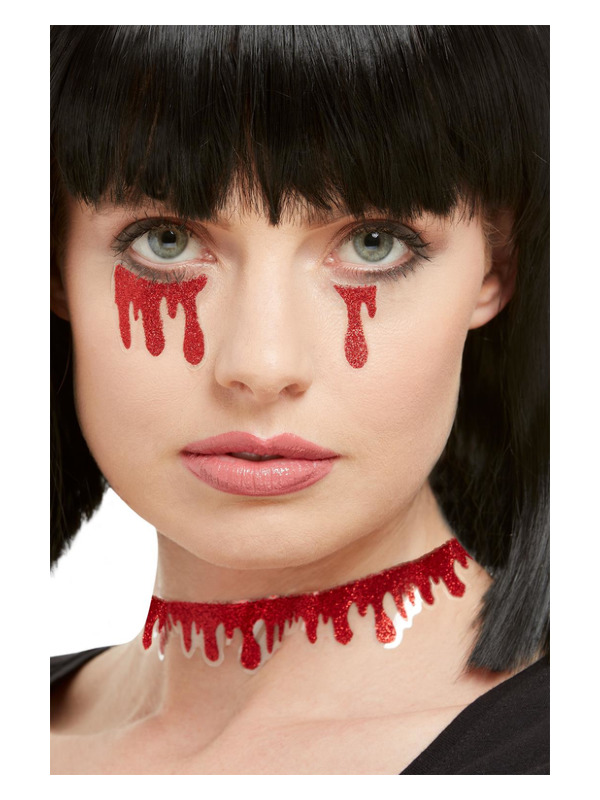 Smiffys Make-Up FX, Blood Dripping Stickers, Red, 3pcs