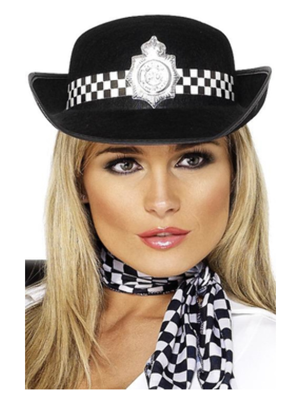 Policewoman's Hat, Black, with Badge