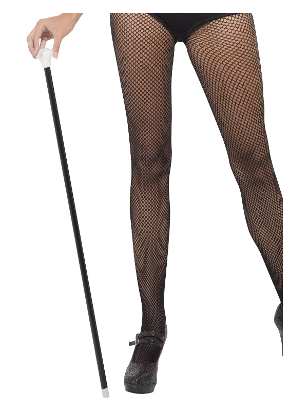 20s Style Dance Cane, Black, with White Tip, Length 80cm / 31in