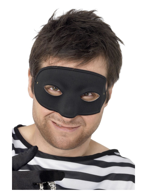 Burglar Eyemask, Black, Covers Nose