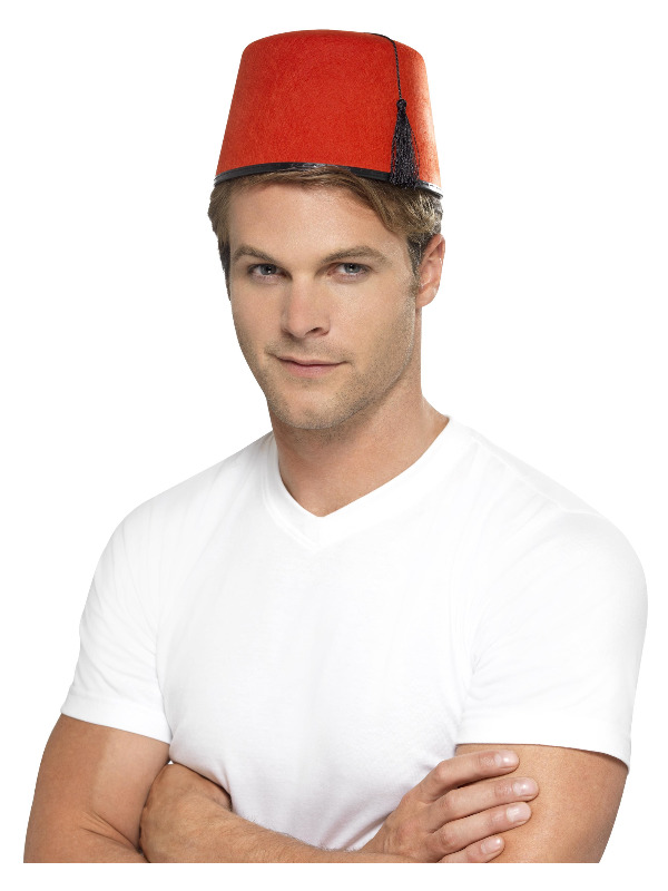 Fez Hat, Red, with Black Tassel
