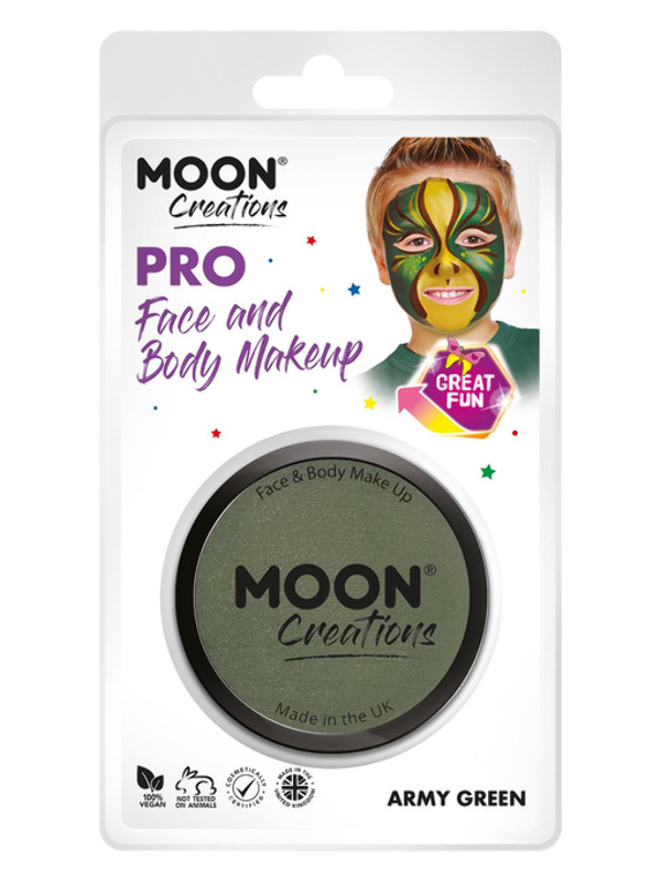 Moon Creations Pro Face Paint Cake Pot, Army Green