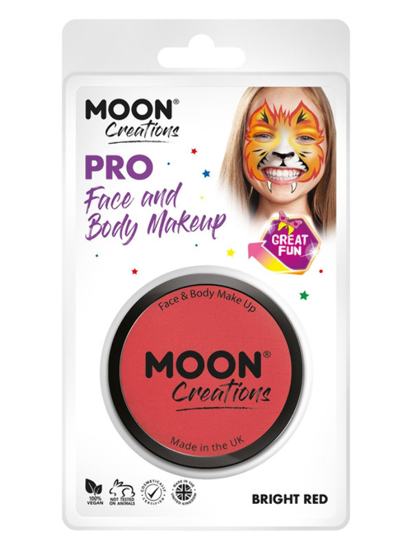 Moon Creations Pro Face Paint Cake Pot, Bright Red
