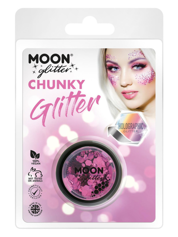 Moon Glitter Holographic Chunky Glitter, Pink