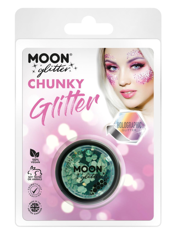 Moon Glitter Holographic Chunky Glitter, Green
