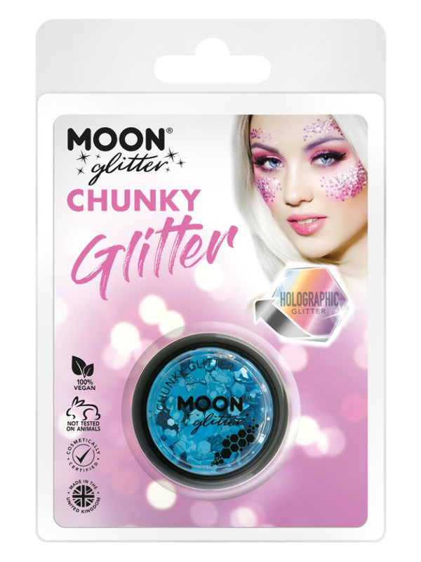 Moon Glitter Holographic Chunky Glitter, Blue