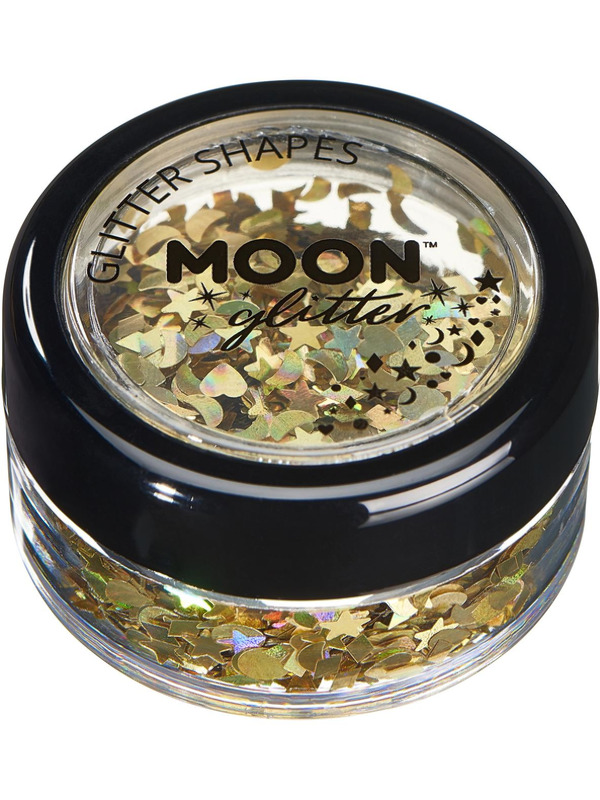 Moon Glitter Holographic Glitter Shapes, Gold