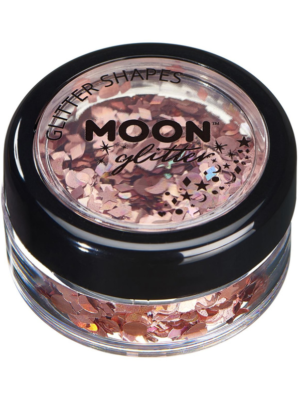Moon Glitter Holographic Glitter Shapes, Rose Gold