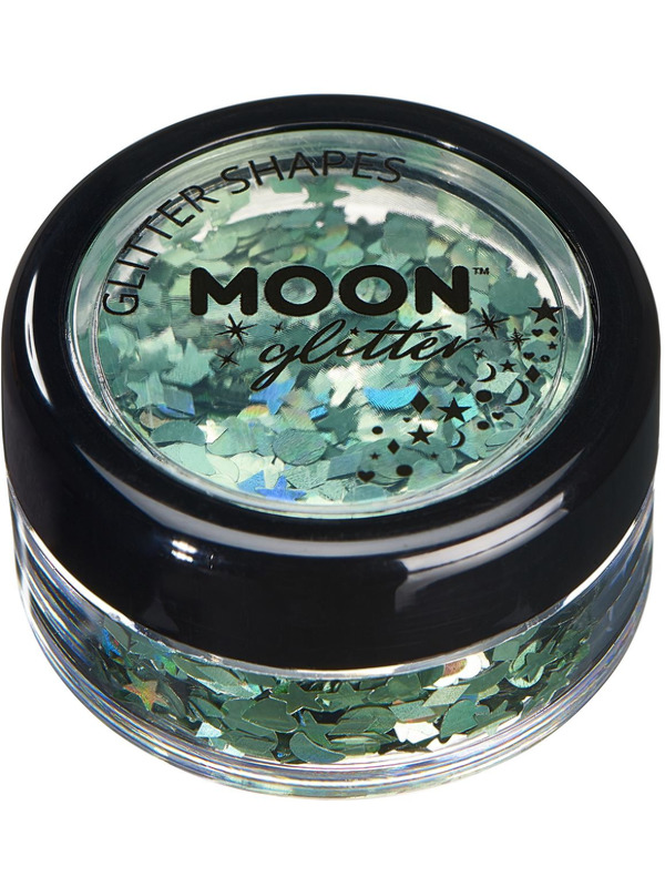 Moon Glitter Holographic Glitter Shapes, Green