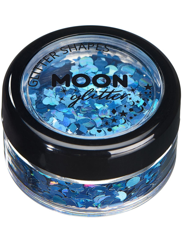 Moon Glitter Holographic Glitter Shapes, Blue