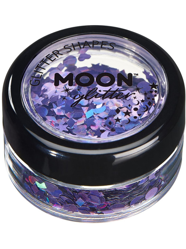 Moon Glitter Holographic Glitter Shapes, Purple