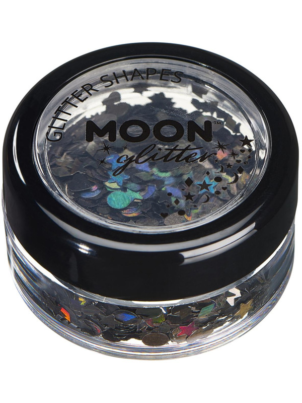 Moon Glitter Holographic Glitter Shapes, Black