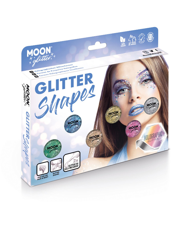 Moon Glitter Holographic Glitter Shapes, Assorted